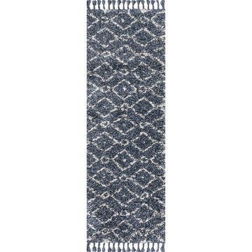 Mercer Shag Plush Tassel Moroccan Diamond Area Rug